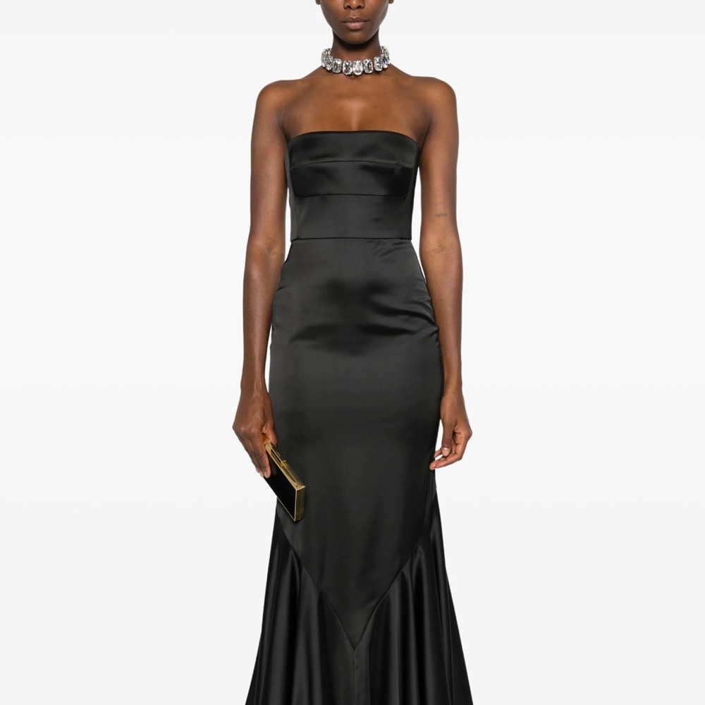 Sophisticated Strapless Black Satin Dress - NEVER WORN